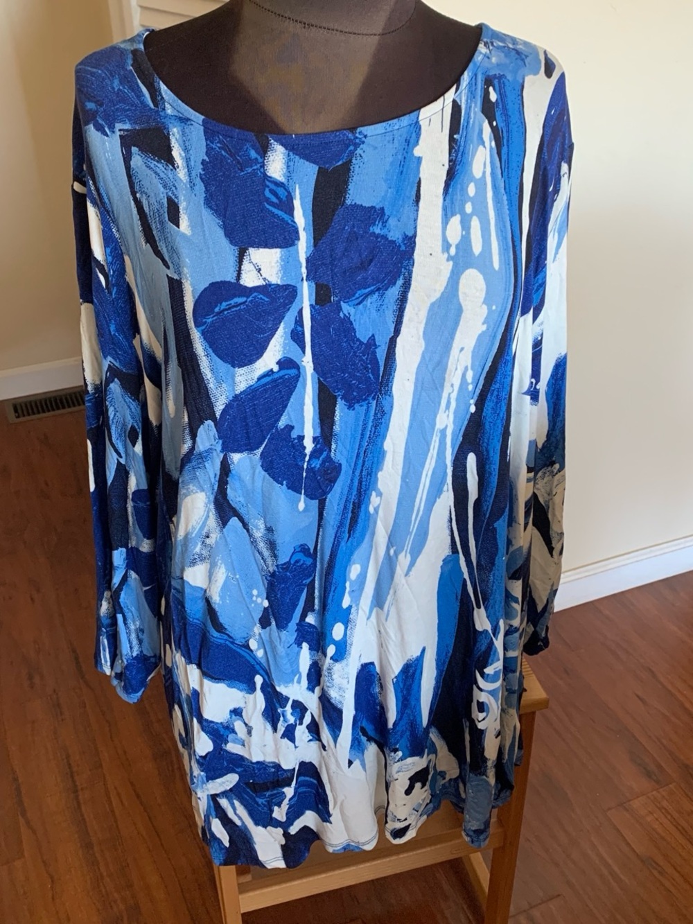 Blue Abstract 3X  Print Tunic Top